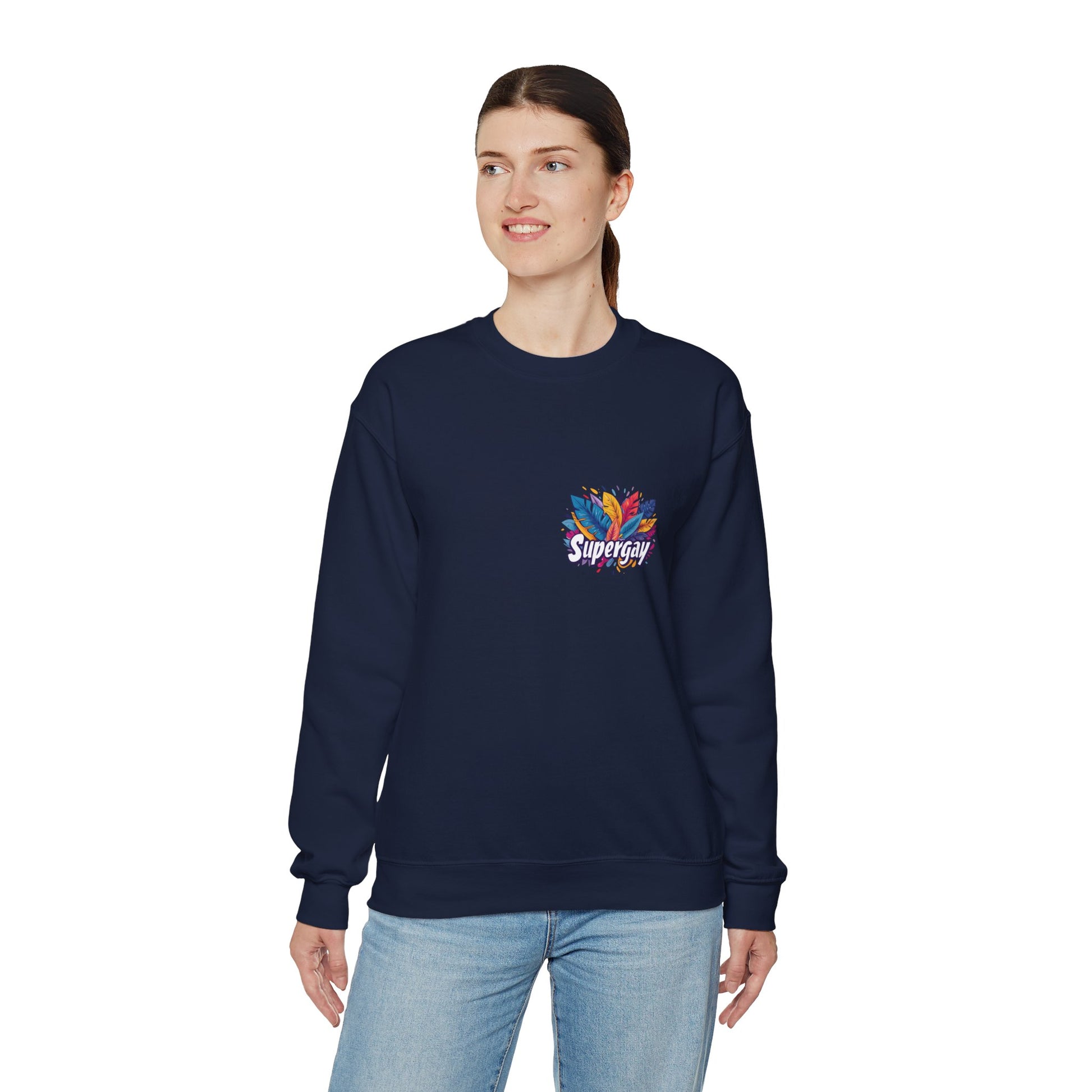 Supergay | heart - side print - Unisex Sweatshirt - Sweatshirt - The Lucky Wombat
