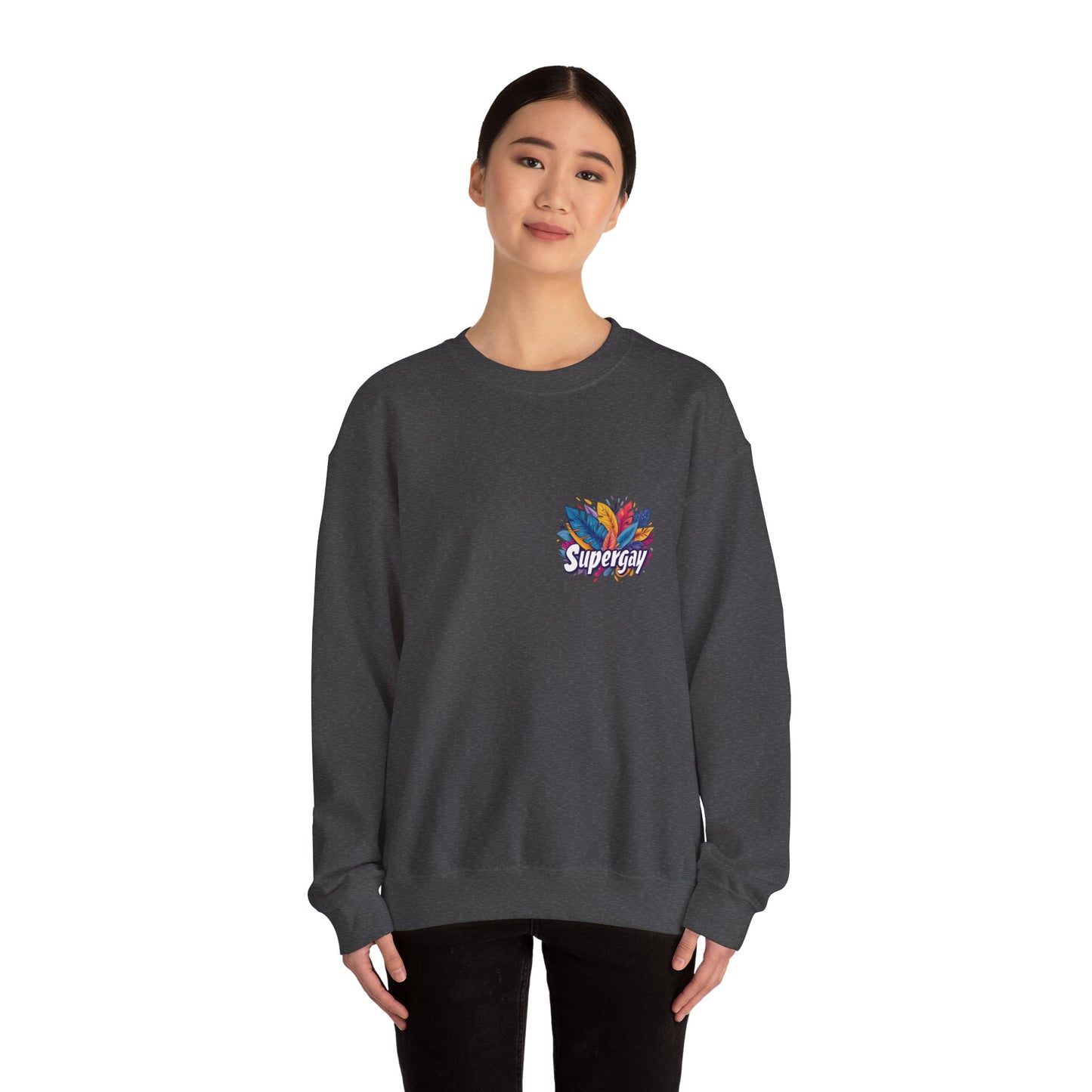 Supergay | heart - side print - Unisex Sweatshirt - Sweatshirt - The Lucky Wombat