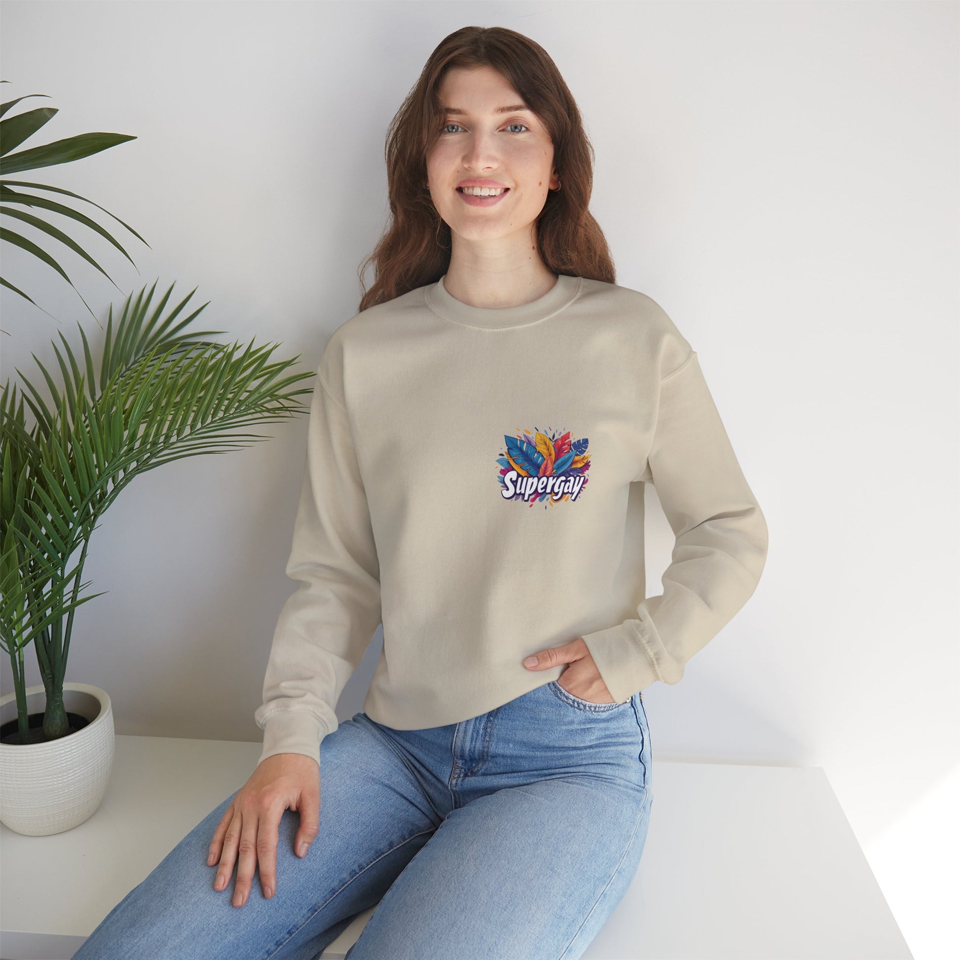 Supergay | heart - side print - Unisex Sweatshirt - Sweatshirt - The Lucky Wombat