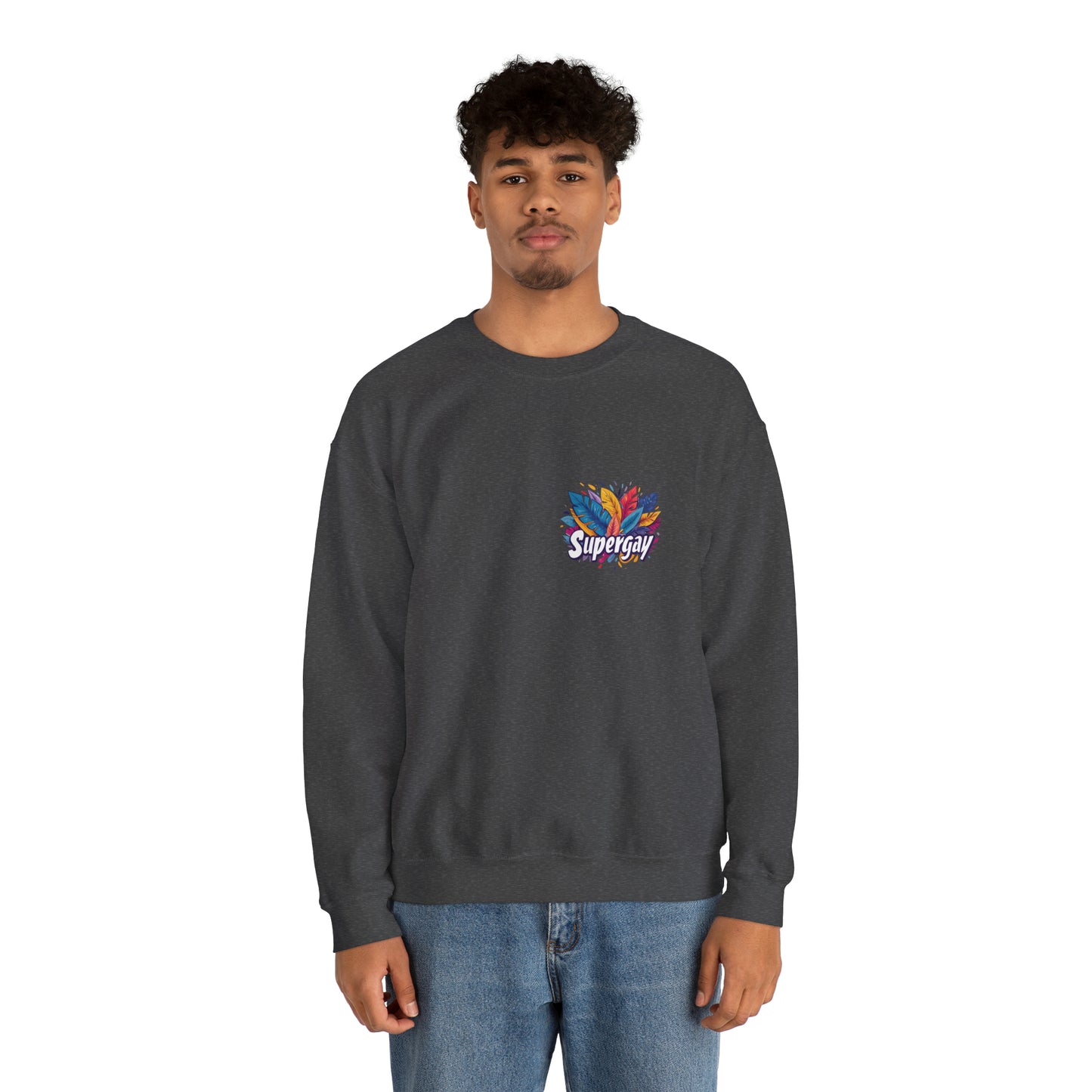 Supergay | heart - side print - Unisex Sweatshirt - Sweatshirt - The Lucky Wombat