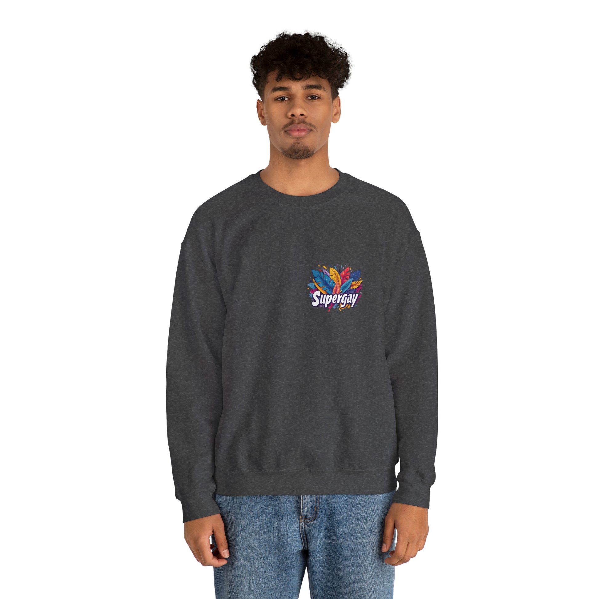 Supergay | heart - side print - Unisex Sweatshirt - Sweatshirt - The Lucky Wombat