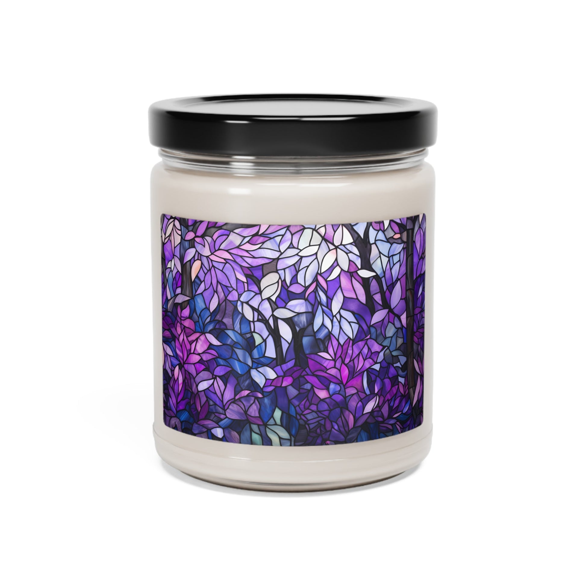 Asexual Pride Scented Soy Candle 9oz - Purple & Pink Stained Glass Forest Design | Unique Asexuality Awareness