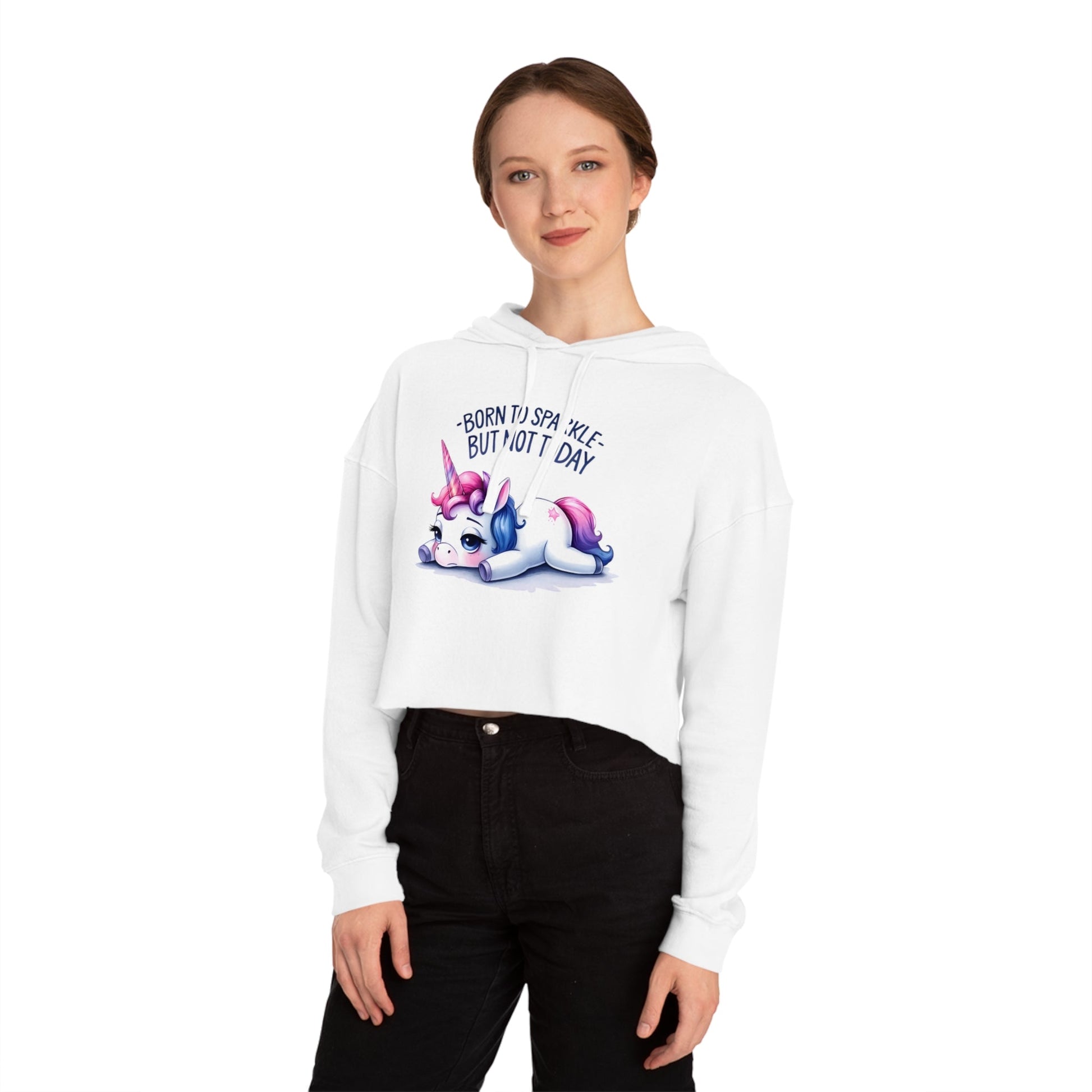 Born to Sparkle Cropped Hoodie – Stay Stylish and Cozy - Hoodie - The Lucky Wombat