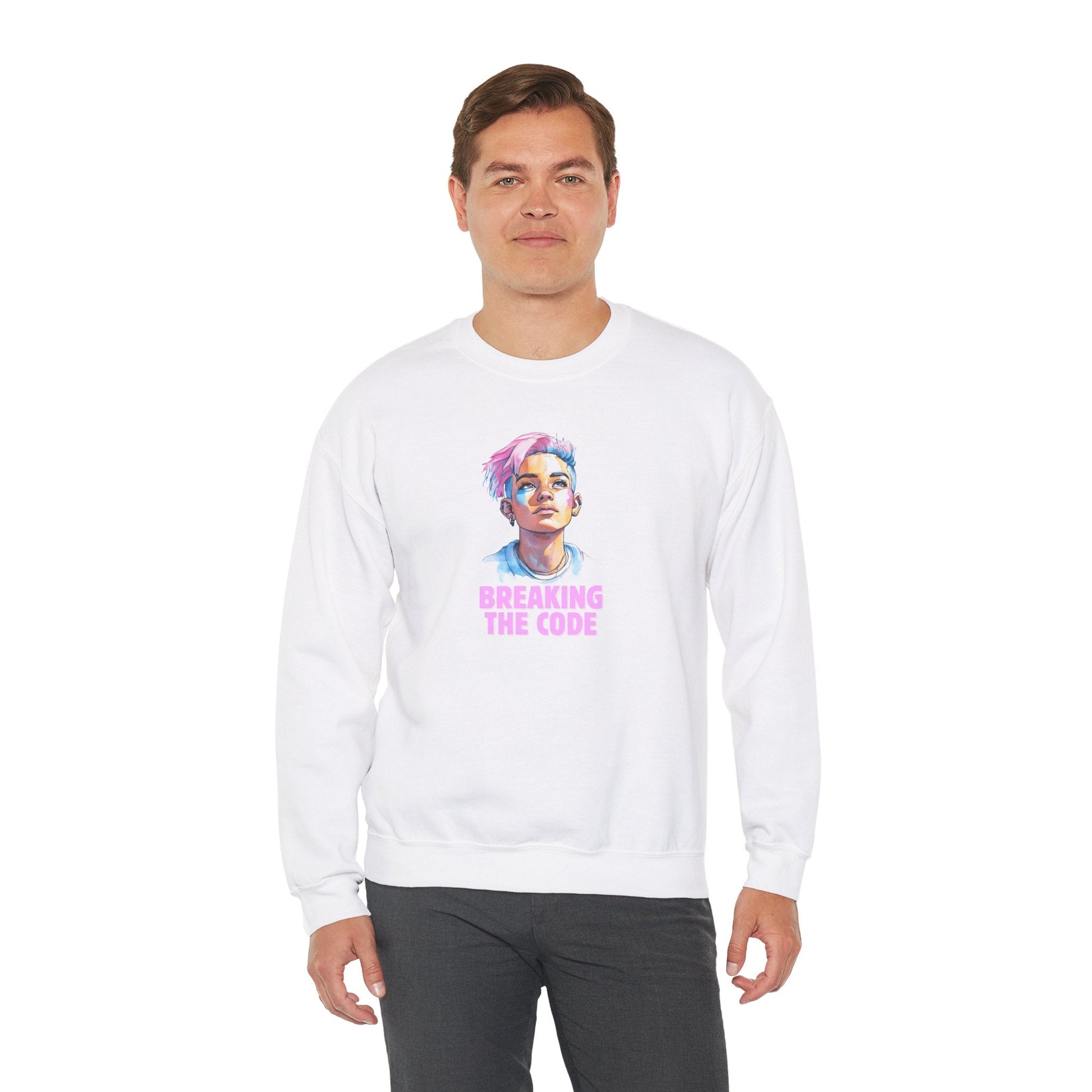 Breaking the Code - Trans Colors - Pride Sweatshirt - Sweatshirt - The Lucky Wombat