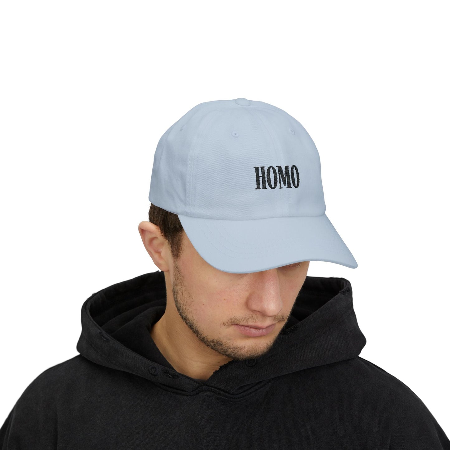 Cap - 'Homo' Black on Light Classic Dad Cap - Hats - The Lucky Wombat