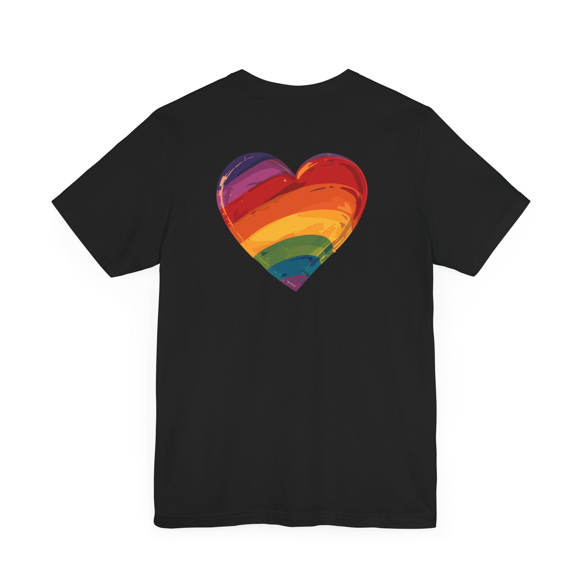 Cartoon Rainbow Heart - Heart - Side Print - Unisex T-Shirt - T-Shirt - The Lucky Wombat