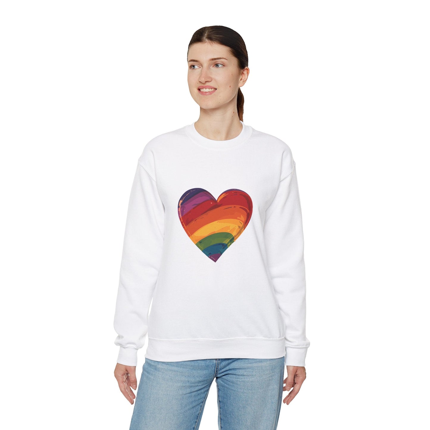 Cartoon Rainbow Heart - Unisex Sweatshirt - Sweatshirt - The Lucky Wombat