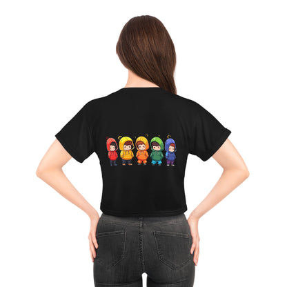 Cutties in Hoodies - White Crop Top - All Over Prints - The Lucky Wombat