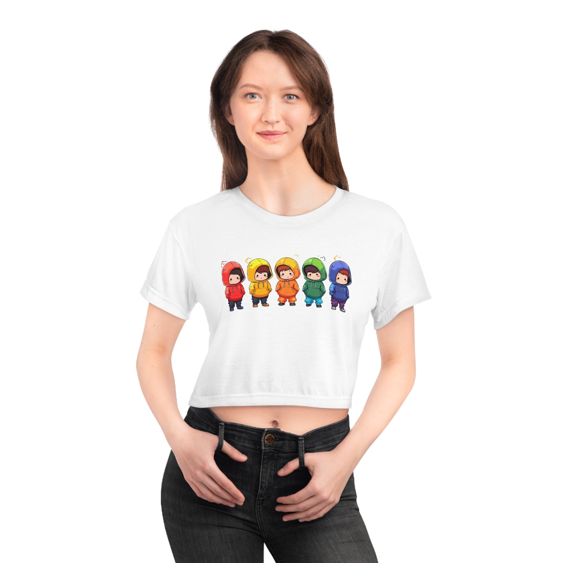 Cutties in Hoodies - White Crop Top - All Over Prints - The Lucky Wombat