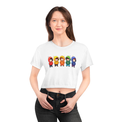 Cutties in Hoodies - White Crop Top - All Over Prints - The Lucky Wombat
