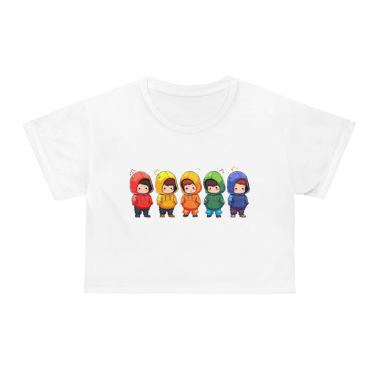 Cutties in Hoodies - White Crop Top - All Over Prints - The Lucky Wombat
