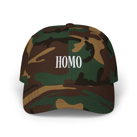Dad Cap - Homo Cap, White on Dark - Hats - The Lucky Wombat