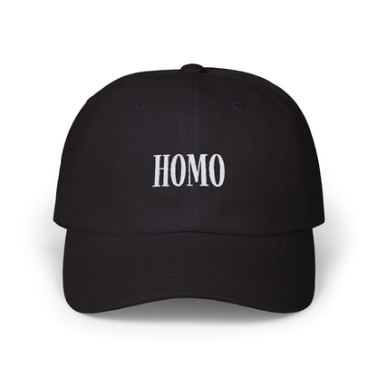 Dad Cap - Homo Cap, White on Dark - Hats - The Lucky Wombat