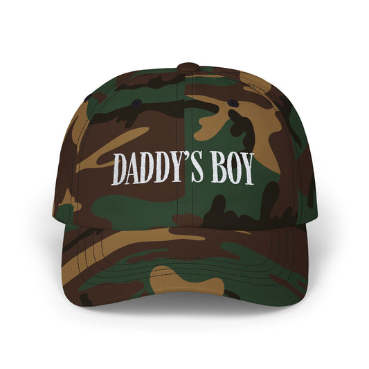 Daddy's Boy Cap - White on Dark - Hats - The Lucky Wombat