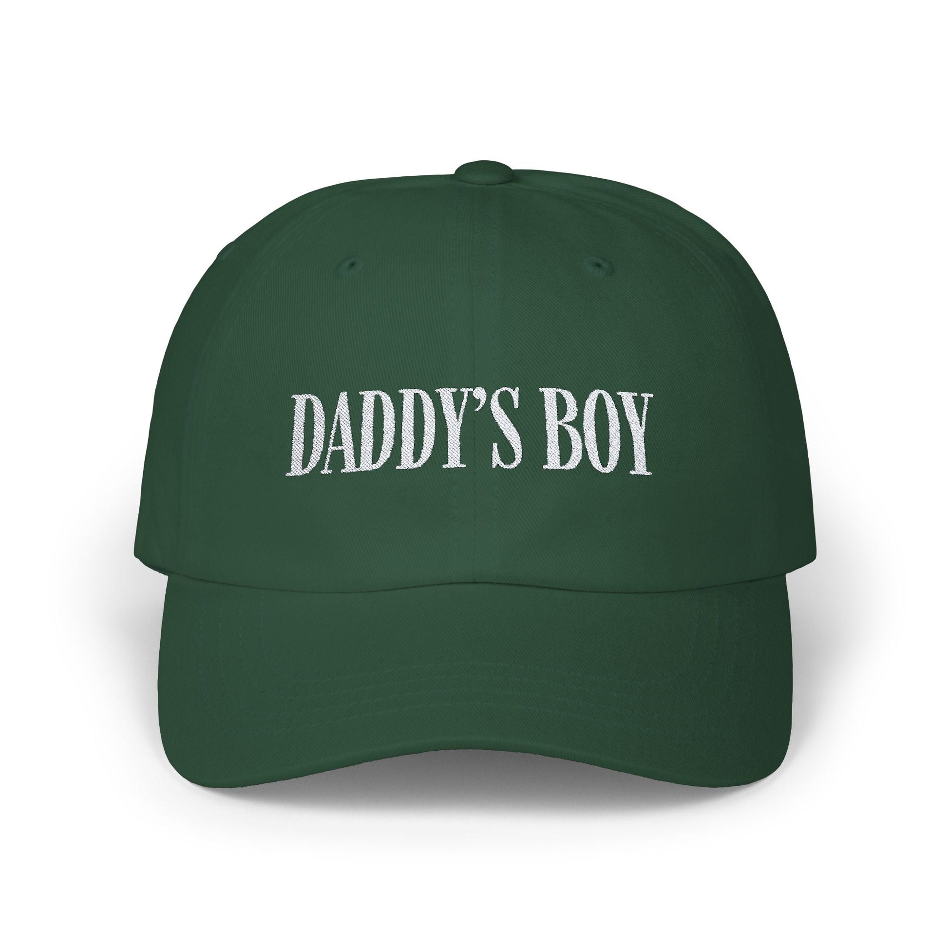 Daddy's Boy Cap - White on Dark - Hats - The Lucky Wombat