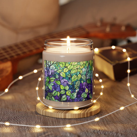 Elegant Genderqueer Pride Stained Glass Forest Candle - Vibrant Nature-Inspired Decor | Scented Soy Candle, 9oz - Home Decor