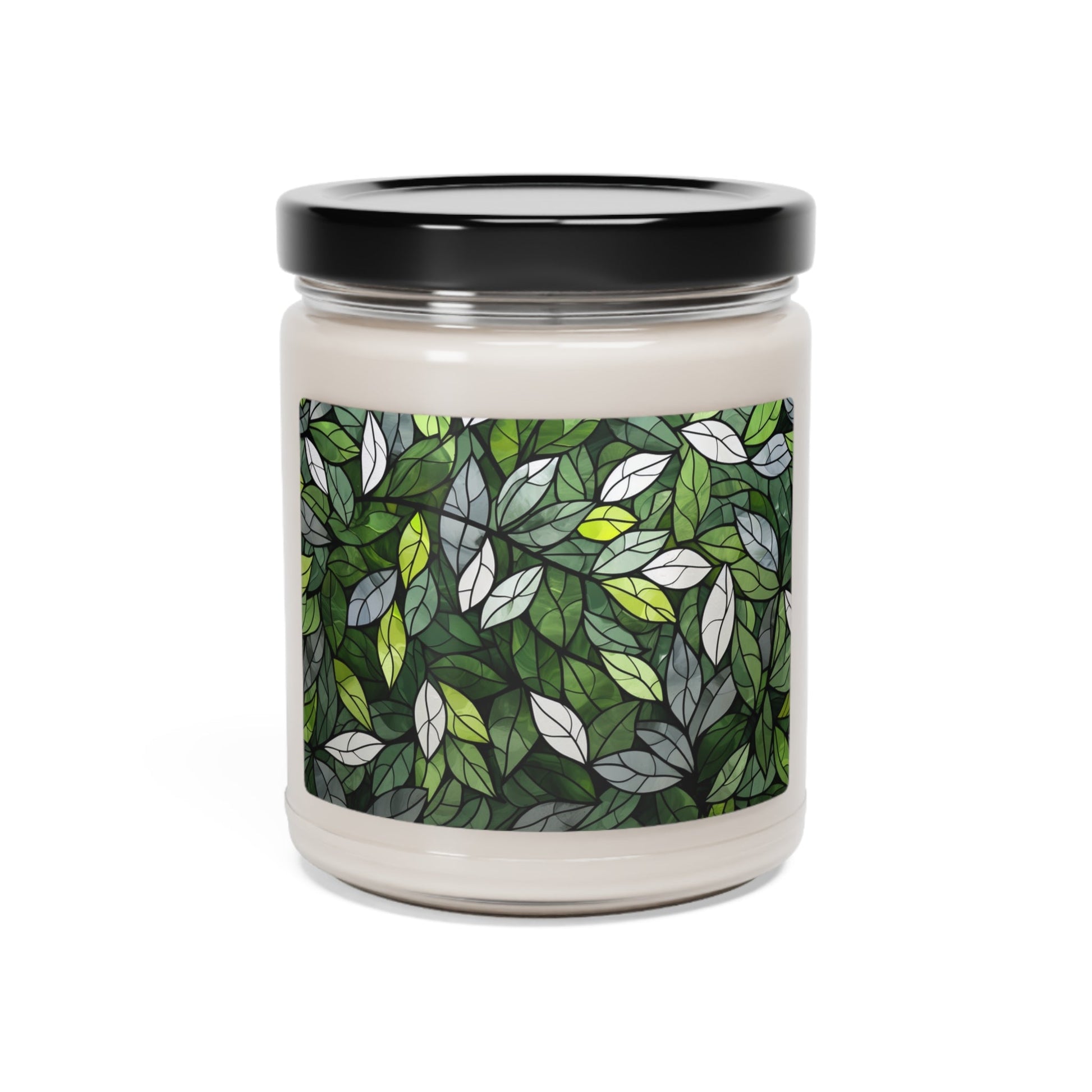Gay Pride Forest Candle - Hyper-Detailed Green Leaves and Vine Design | Stained Glass Forest Candle | Scented Soy Candle, 9oz