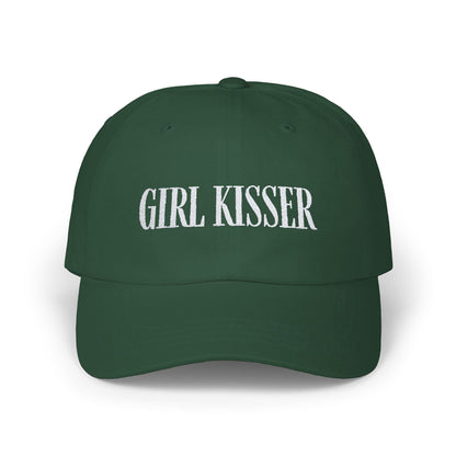 Girl Kisser Cap, White on Dark - Hats - The Lucky Wombat