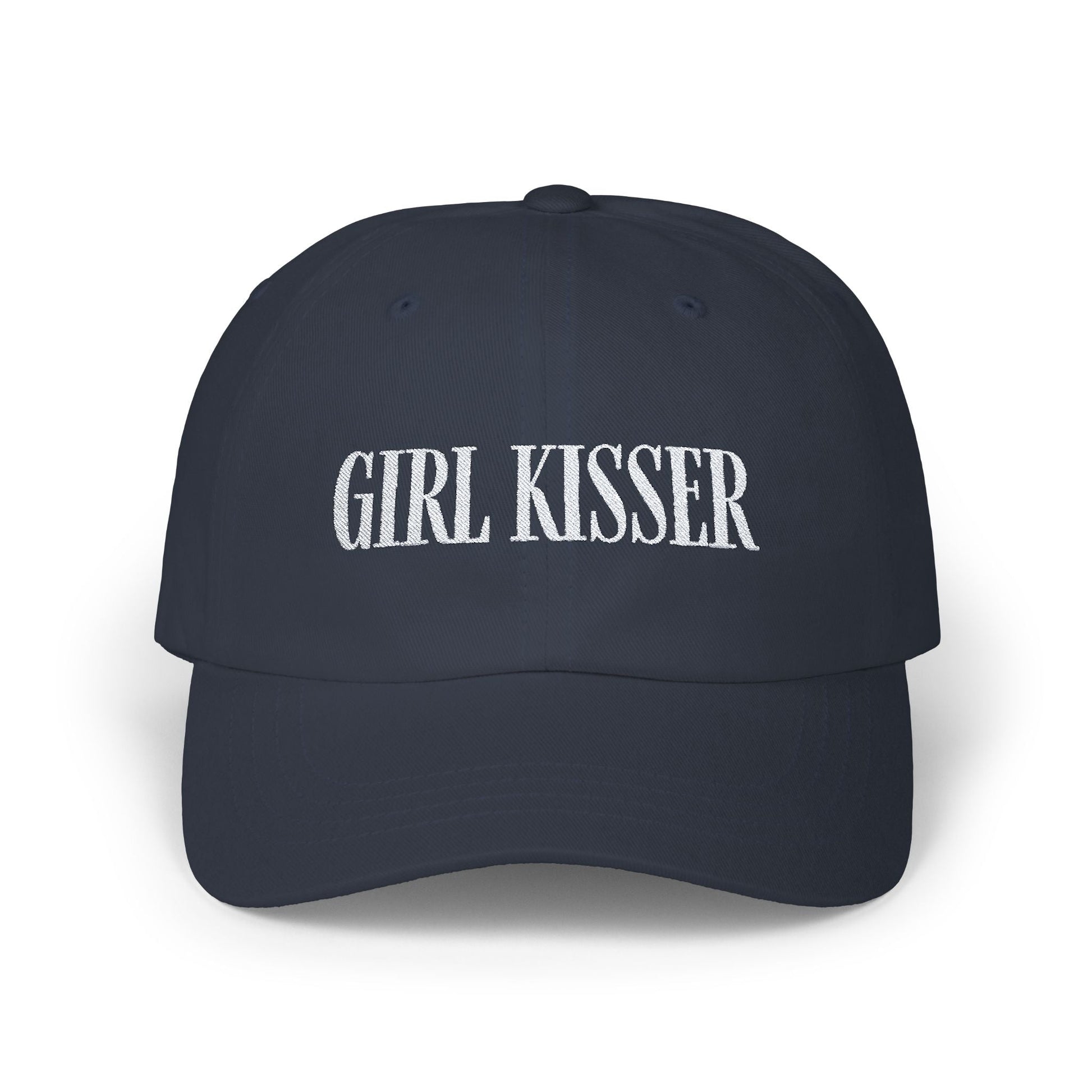 Girl Kisser Cap, White on Dark - Hats - The Lucky Wombat