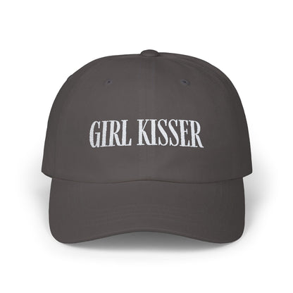 Girl Kisser Cap, White on Dark - Hats - The Lucky Wombat