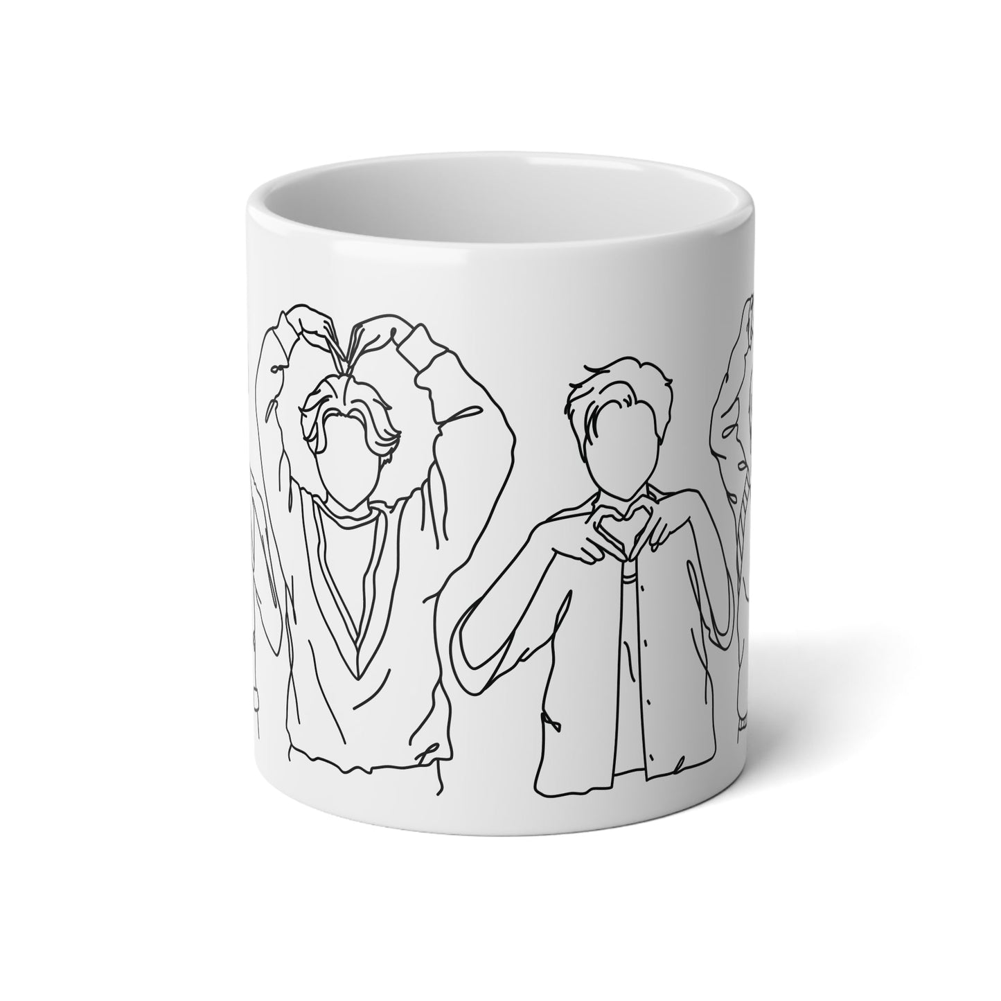 Heart Hands Line Art Mug - 20oz Ceramic Mega Mug - Mug - The Lucky Wombat