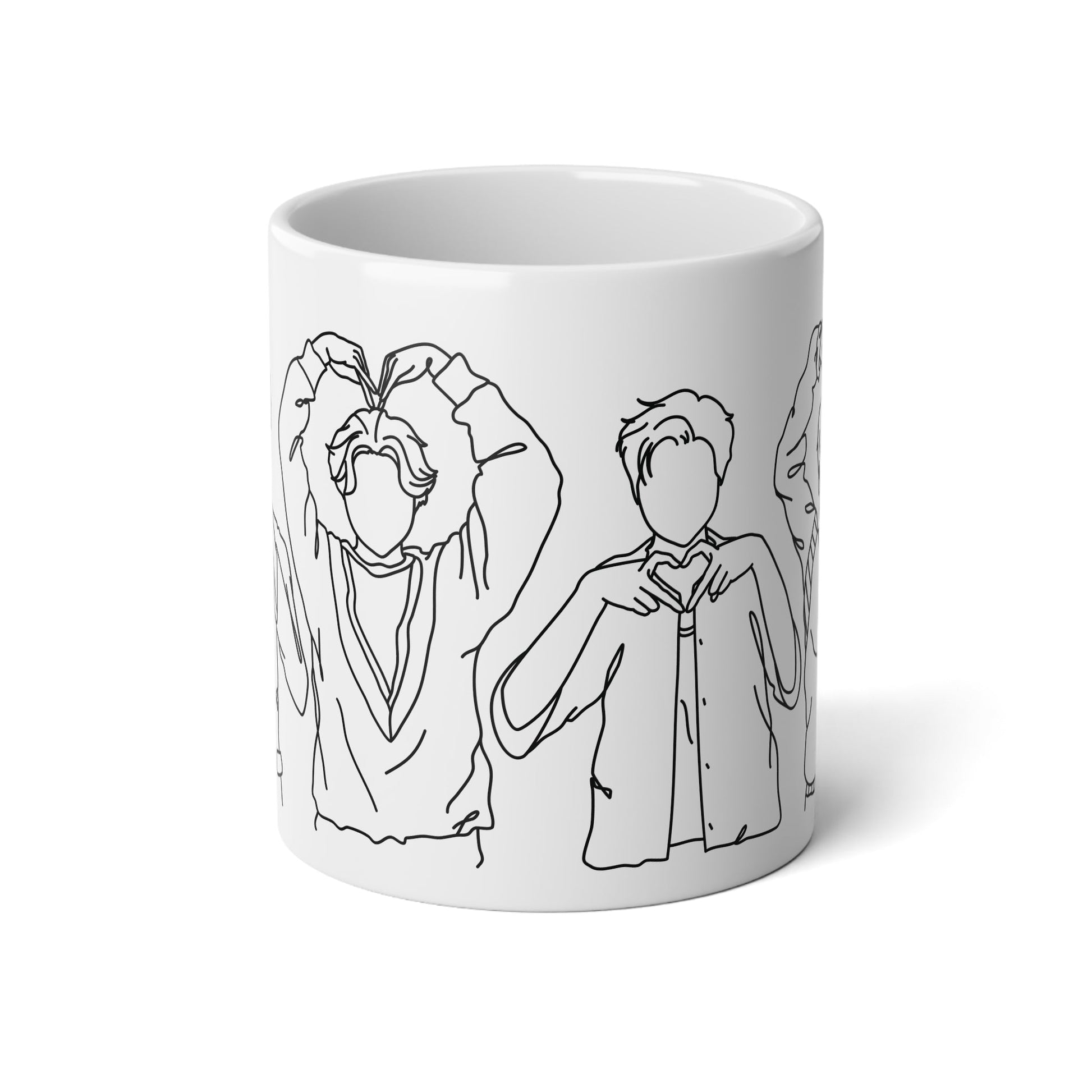 Heart Hands Line Art Mug - 20oz Ceramic Mega Mug - Mug - The Lucky Wombat