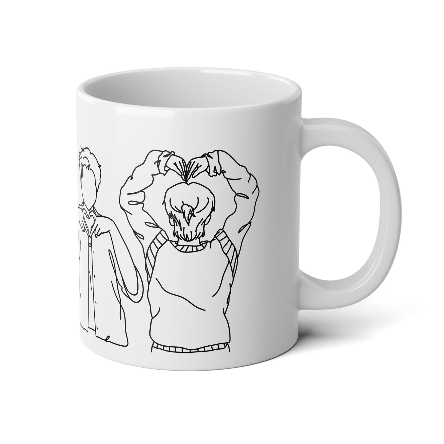 Heart Hands Line Art Mug - 20oz Ceramic Mega Mug - Mug - The Lucky Wombat