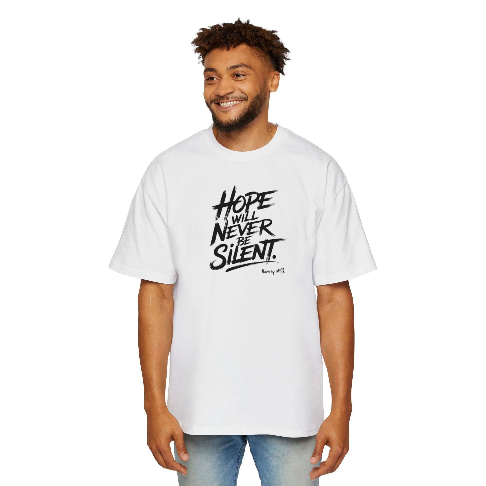 "Hope Will Never Be Silent" Oversize Tee – Harvey Milk Quote - T-Shirt - The Lucky Wombat