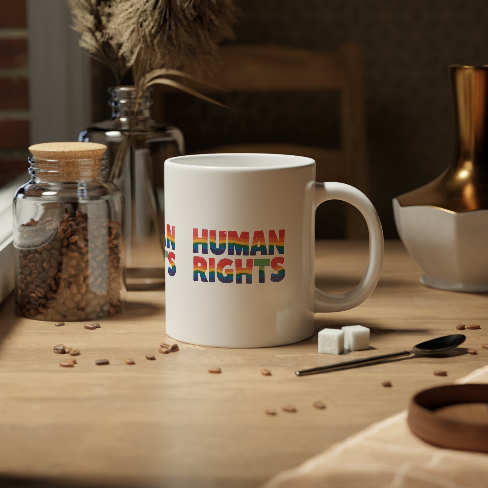 Human Rights ,White Big Mug, 20oz - Mug - The Lucky Wombat
