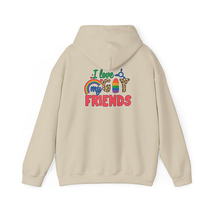 I Love My Gay Friends Hoodie - Hoodie - Light Pink- The Lucky Wombat