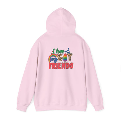 I Love My Gay Friends Hoodie - Hoodie - Light Pink- The Lucky Wombat