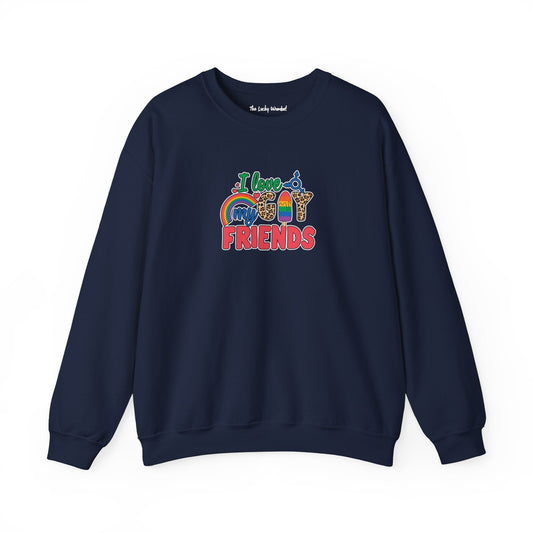 I Love My Gay Friends Sweatshirt - Sweatshirt - S - Navy The Lucky Wombat