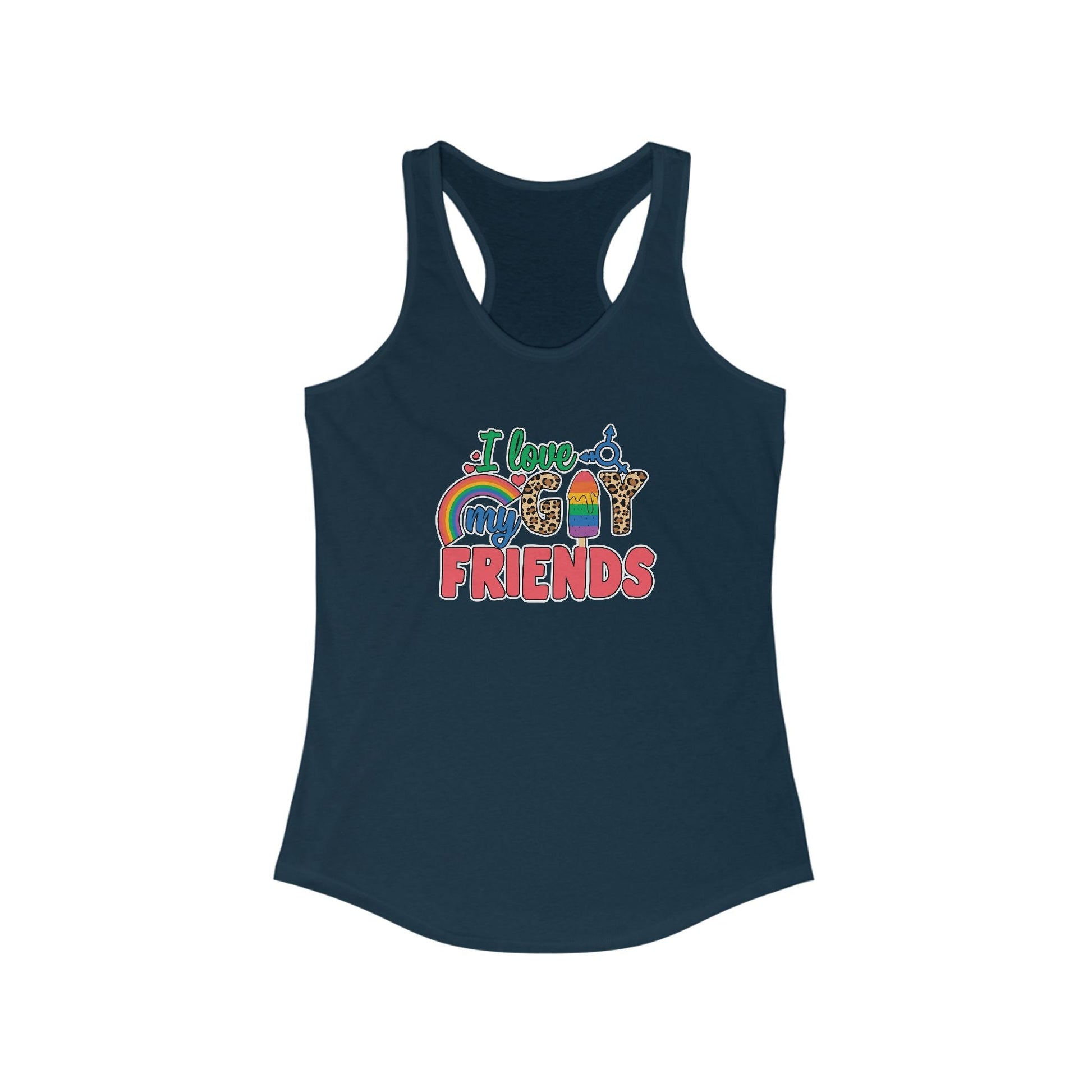 I Love My Gay Friends Tank Top - Tank Top - XS - Solid Midnight Navy The Lucky Wombat