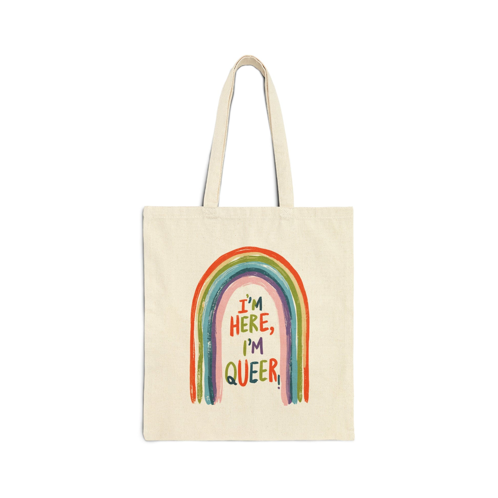 I'm here, I'm queer - Tote Bag - Bags - Natural - 15" x 16" The Lucky Wombat