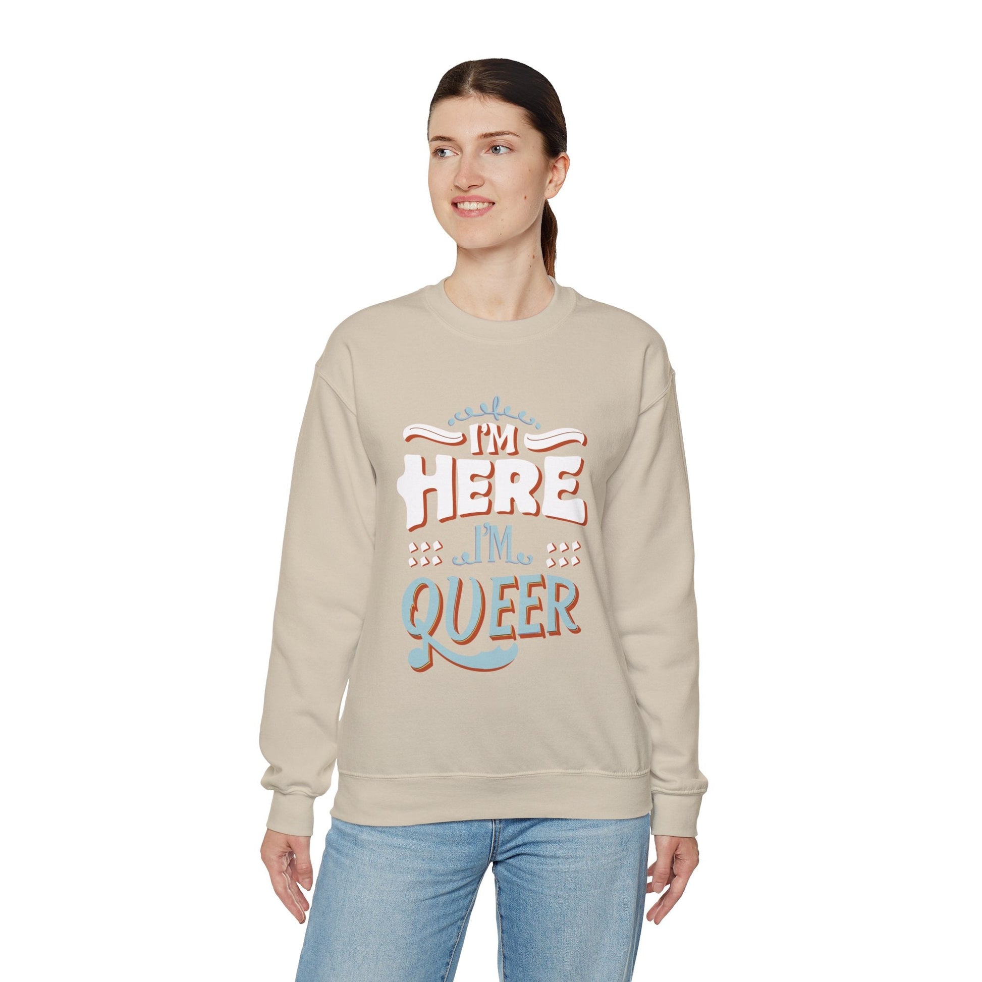 I'm Here, I'm Queer - Unisex Sweatshirt - Sweatshirt - The Lucky Wombat