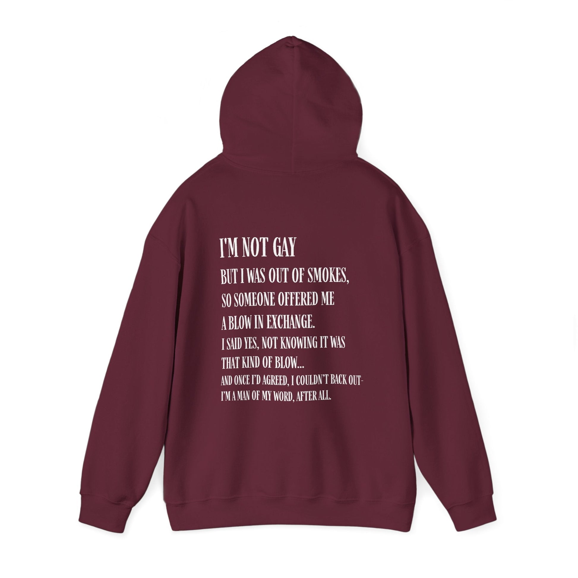 I'm Not Gay But I Was Out of Smokes Hoodie - Hoodie - The Lucky Wombat