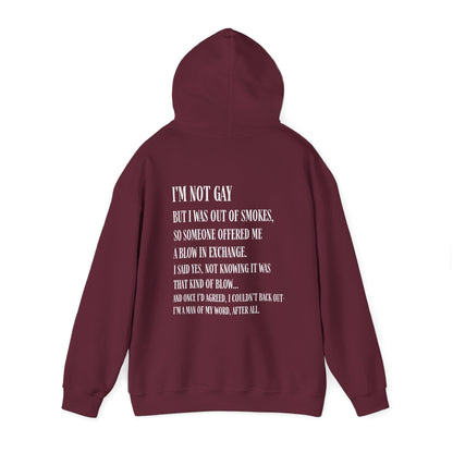 I'm Not Gay But I Was Out of Smokes Hoodie - Hoodie - The Lucky Wombat