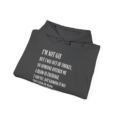 I'm Not Gay But I Was Out of Smokes Hoodie - Hoodie - The Lucky Wombat