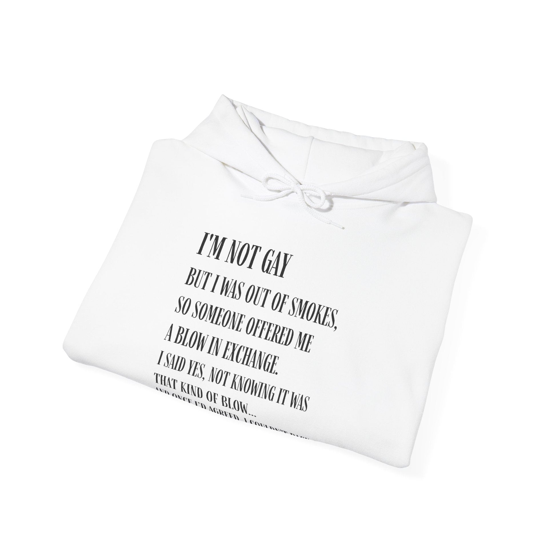 I'm Not Gay But I Was Out of Smokes Hoodie - Hoodie - The Lucky Wombat