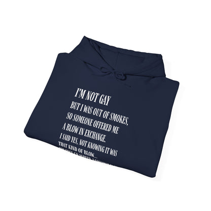 I'm Not Gay But I Was Out of Smokes Hoodie - Hoodie - The Lucky Wombat