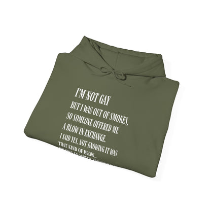 I'm Not Gay But I Was Out of Smokes Hoodie - Hoodie - The Lucky Wombat