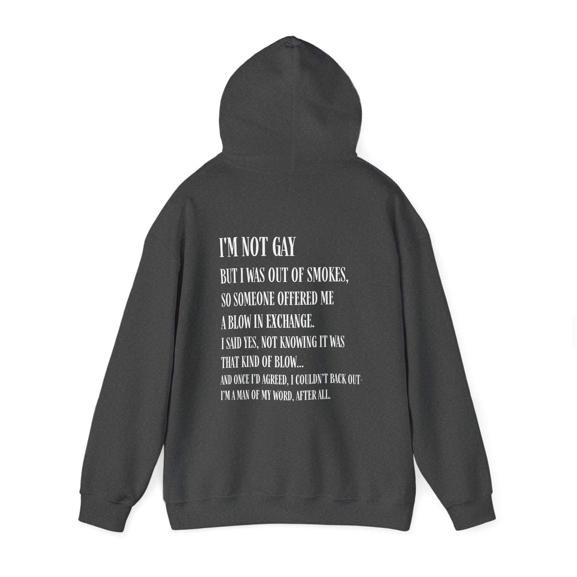 I'm Not Gay But I Was Out of Smokes Hoodie - Hoodie - The Lucky Wombat