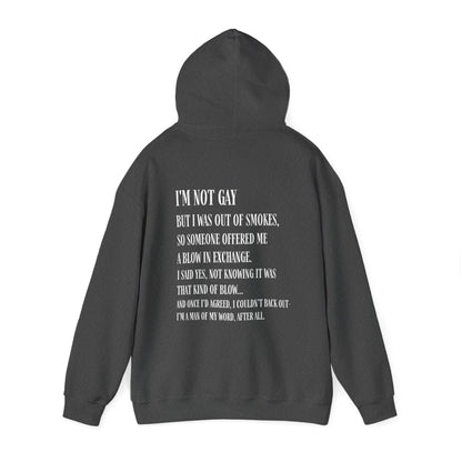 I'm Not Gay But I Was Out of Smokes Hoodie - Hoodie - The Lucky Wombat
