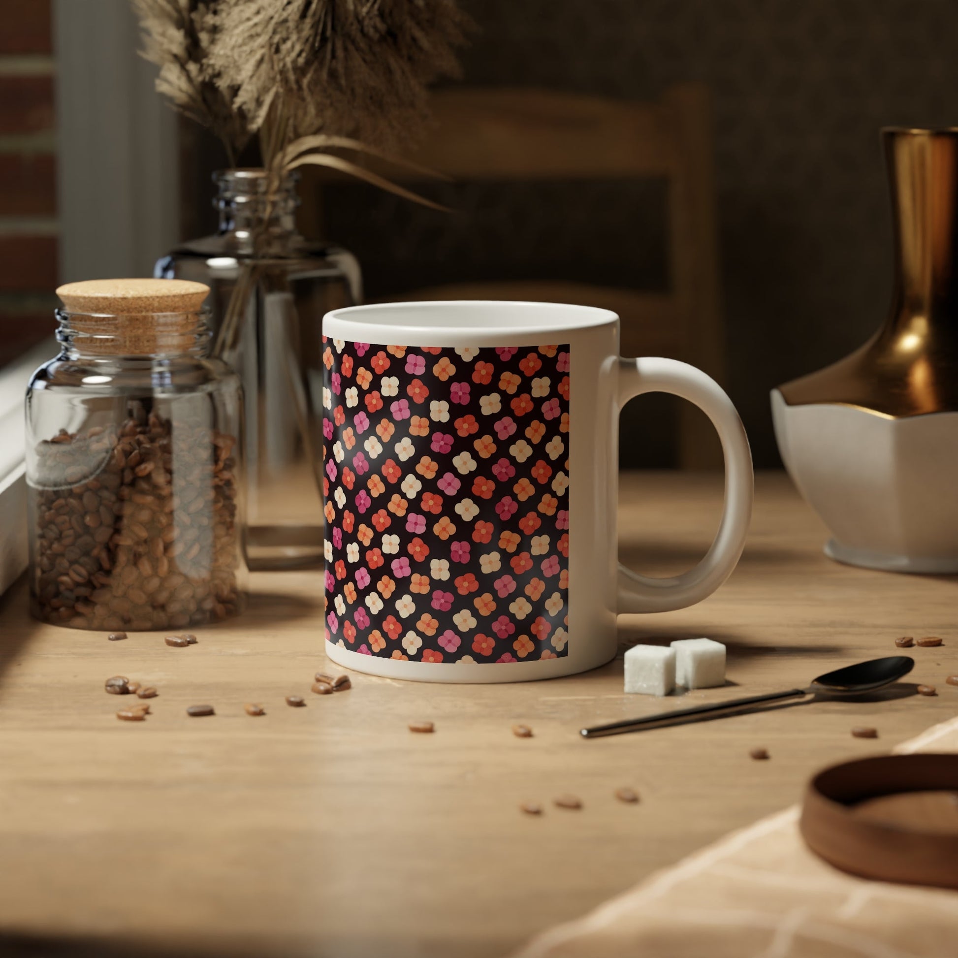 Lesbian Floral Mega Mug - 20oz Ceramic Coffee Cup - Mug - The Lucky Wombat