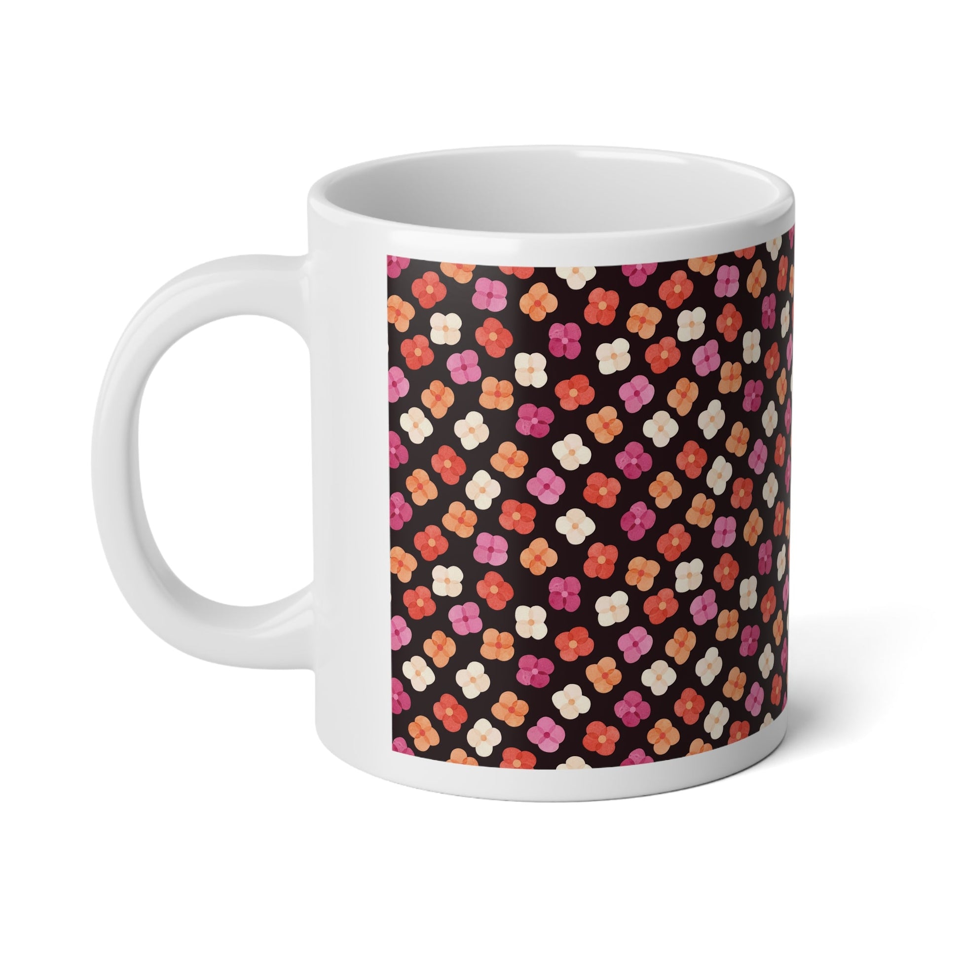 Lesbian Floral Mega Mug - 20oz Ceramic Coffee Cup - Mug - The Lucky Wombat