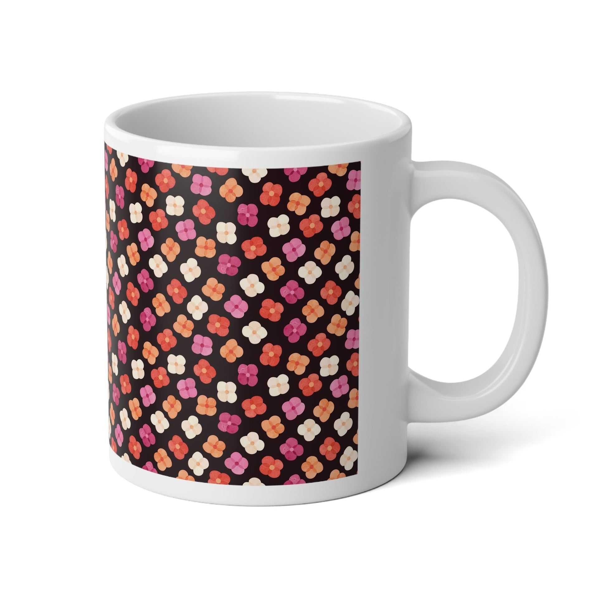 Lesbian Floral Mega Mug - 20oz Ceramic Coffee Cup - Mug - The Lucky Wombat