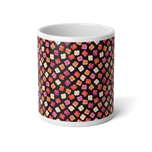 Lesbian Floral Mega Mug - 20oz Ceramic Coffee Cup - Mug - The Lucky Wombat