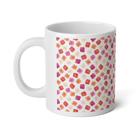 Lesbian Floral Mug - 20oz White Ceramic Coffee Cup - Mug - The Lucky Wombat