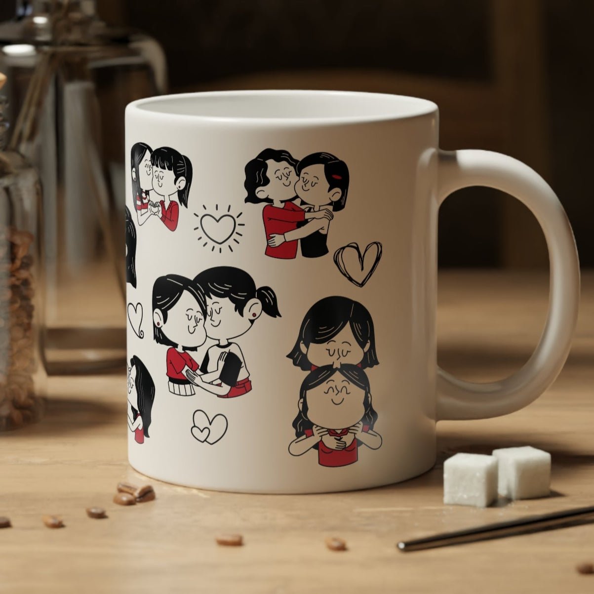 Lesbian Valentine Mega Mug - Mug - The Lucky Wombat
