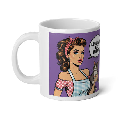 Lesbians Eat What Purple Mega Mug 20oz - Funny LGBT Coffee Cup Gift - Mug - The Lucky Wombat
